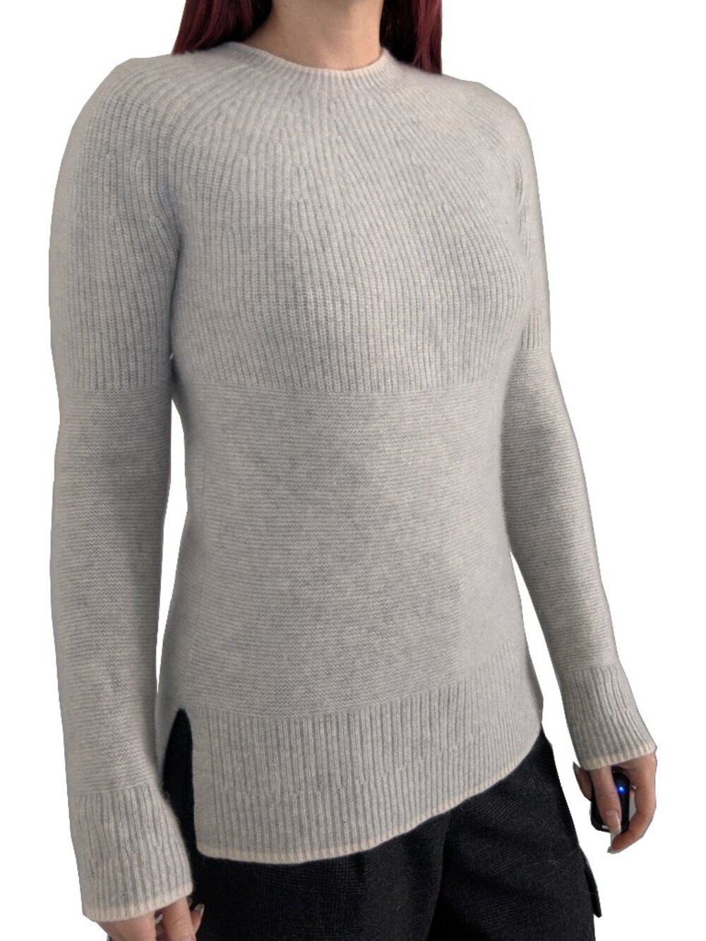 Boden Cashmere Light Gray Sweater Crew Neck Ribbed | S